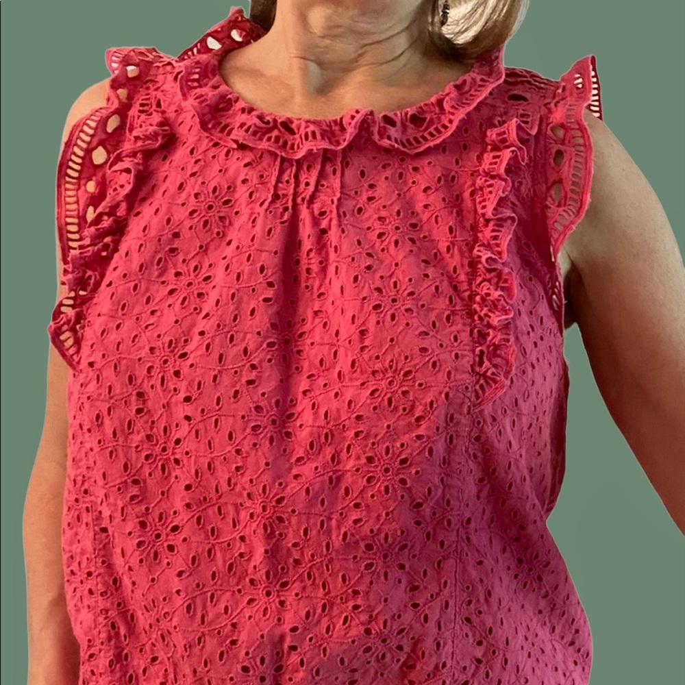 Anthropologie Maeve embroidery top red